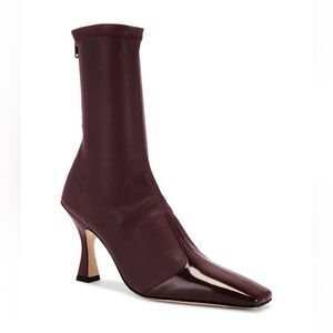 New Studio Amelia Revolve Maverick Ankle Boots Burgundy red square toe heels 10